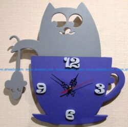 Cat and mouse clock file cdr and dxf free vector download for Laser cut Plasma file Decal