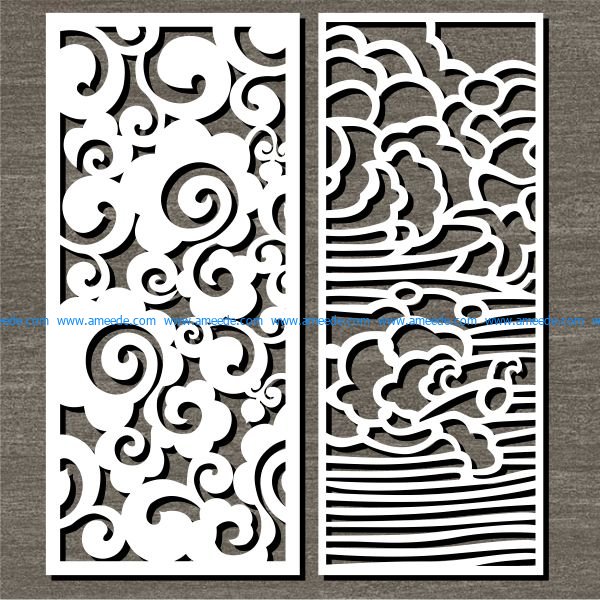 wavy bulkhead file cdr and dxf free vector download for Laser cut CNC