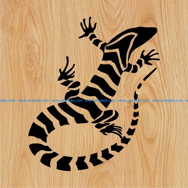 white striped lizard file cdr and dxf free vector download for print or laser engraving machines