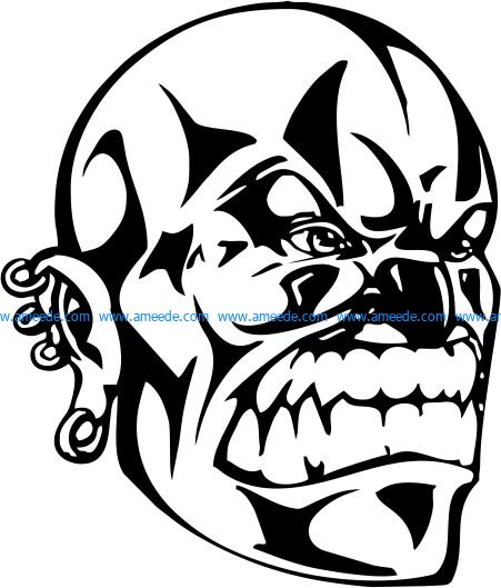 wicked face file cdr and dxf free vector download for printers or laser engraving machines