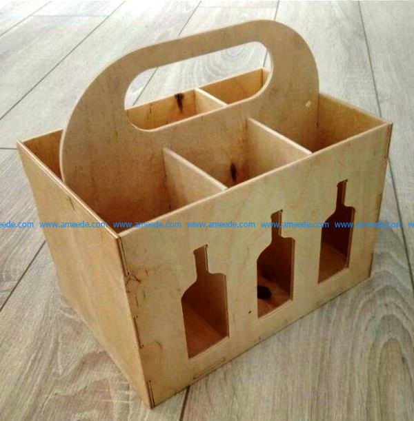wooden box six for wine free vector download for Laser cut CNC