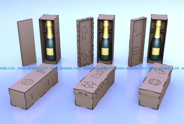 wooden case for wine bottles file cdr and dxf free vector download for Laser cut CNC