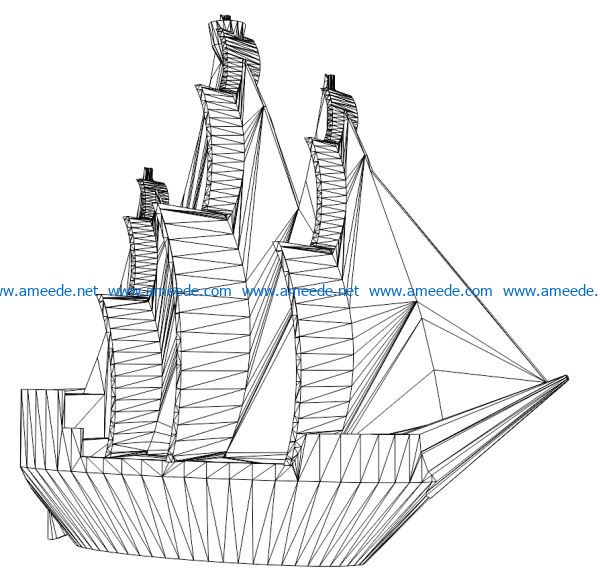 3D illusion led lamp Caribbean Pirate Ship free vector download for laser engraving machines