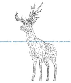 3D illusion led lamp Deer free vector download for laser engraving machines