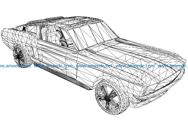 3D illusion led lamp Ford mustang free vector download for laser engraving machines