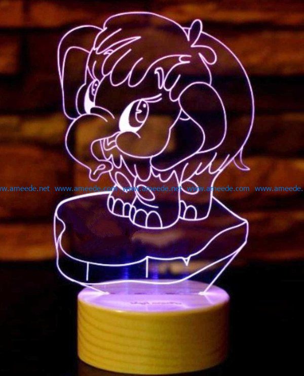 3D illusion led lamp Funny elephants file cdr and dxf free vector download for laser engraving machines