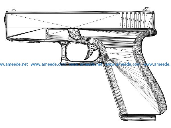 3D illusion led lamp Gun free vector download for laser engraving machines