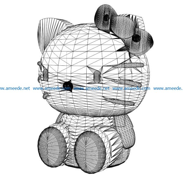 3D illusion led lamp Hello kitty free vector download for laser engraving machines