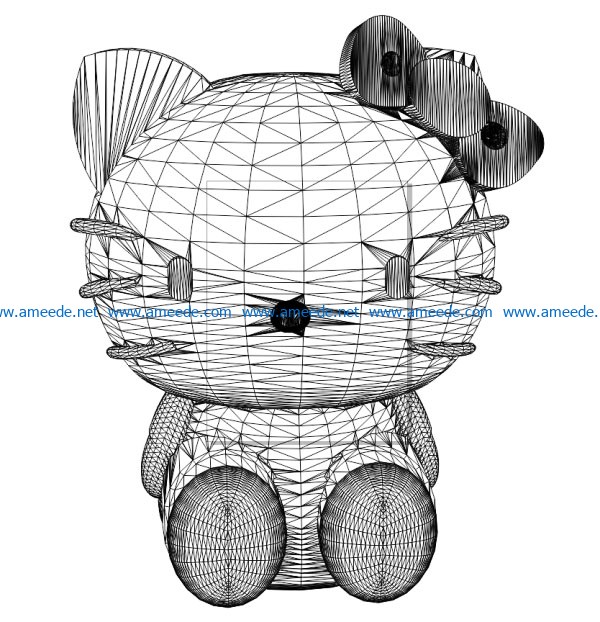 3D illusion led lamp Hello kitty sitting free vector download for laser engraving machines