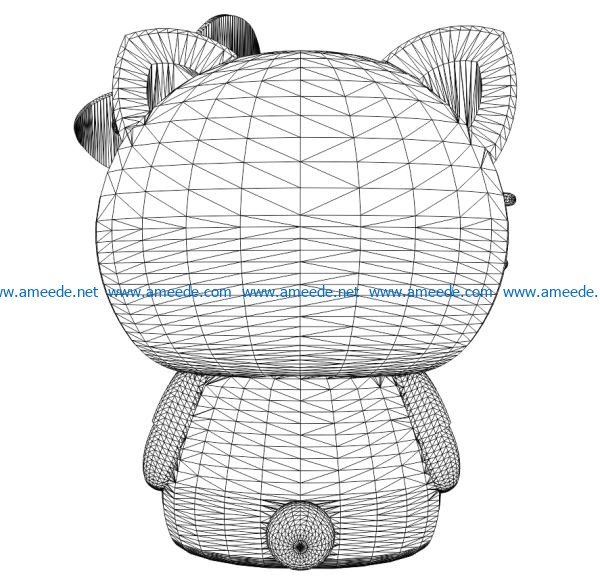 3D illusion led lamp Kitty back free vector download for laser engraving machines