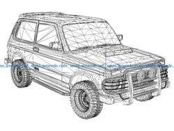 3D illusion led lamp Lada Niva free vector download for laser engraving machines