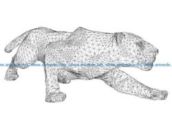 3D illusion led lamp Lions hunt prey free vector download for laser engraving machines