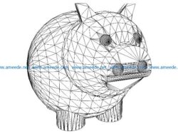 3D illusion led lamp Pig Piggy Bank free vector download for laser engraving machines