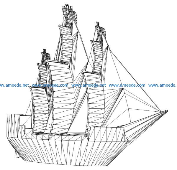 3D illusion led lamp Pirate Ship Model free vector download for laser engraving machines