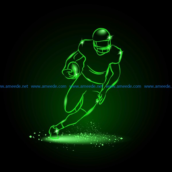 3D illusion led lamp Rugby athletes file cdr and dxf free vector download for laser engraving machines