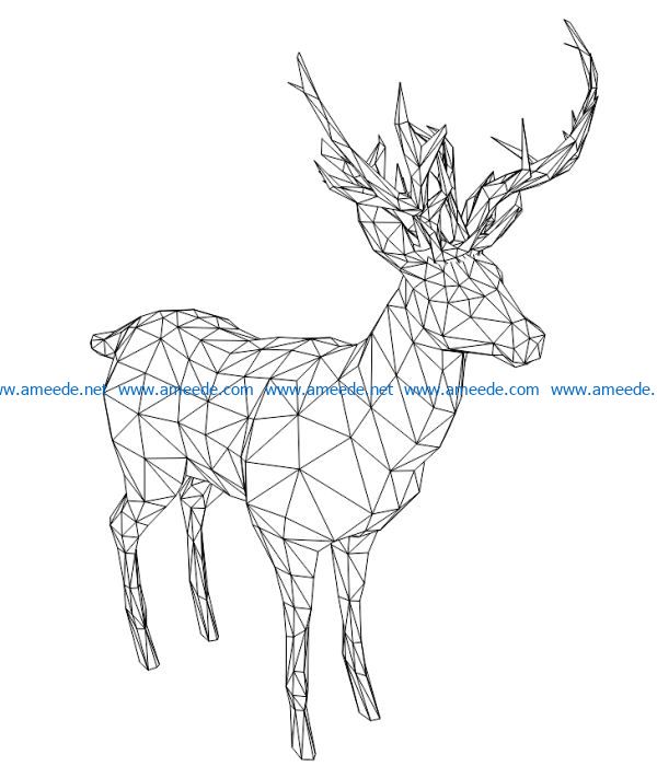 3D illusion led lamp Santa's reindeer free vector download for laser engraving machines