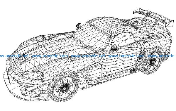 3D illusion led lamp Supercar free vector download for laser engraving machines