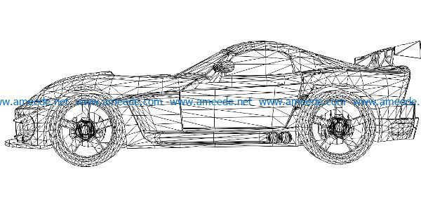 3D illusion led lamp Supercar free vector download for laser engraving machines