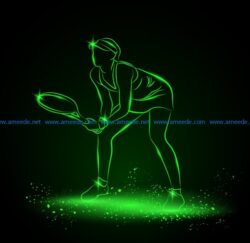 3D illusion led lamp Tennis player free vector download for laser engraving machines