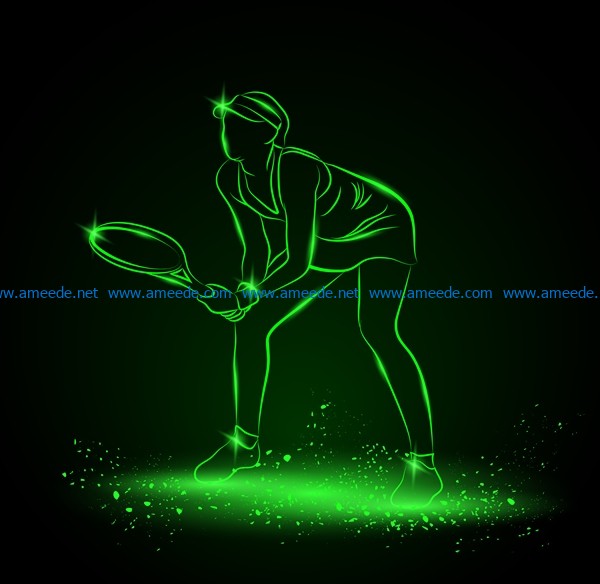 3D illusion led lamp Tennis player free vector download for laser engraving machines