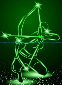 3D illusion led lamp archer file cdr and dxf free vector download for laser engraving machines