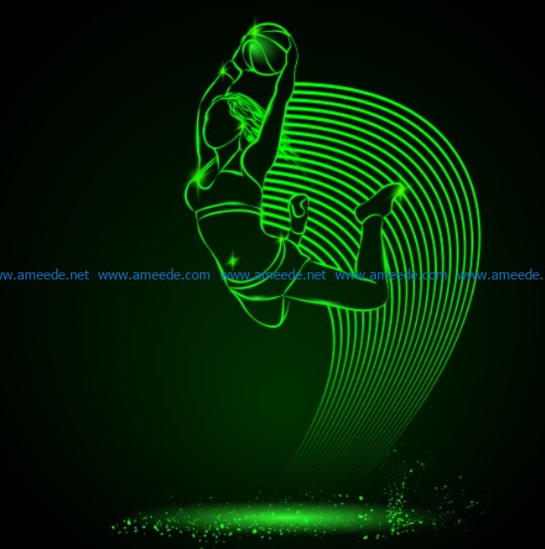 3D illusion led lamp basketball girl file cdr and dxf free vector download for laser engraving machines