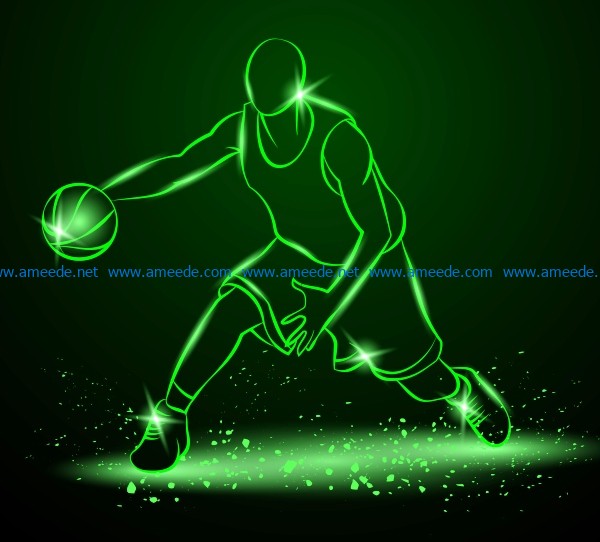 3D illusion led lamp basketball player file cdr and dxf free vector download for laser engraving machines