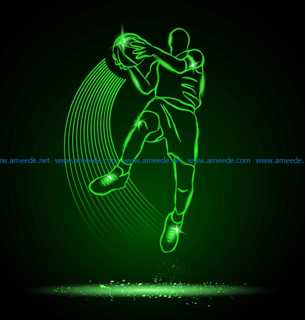 3D illusion led lamp basketball player with ball file cdr and dxf free vector download for laser engraving machines