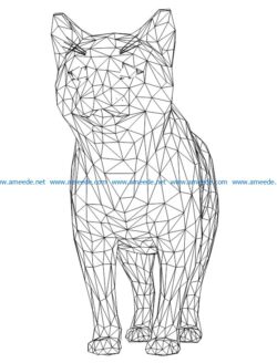 3D illusion led lamp cute cat free vector download for laser engraving machines