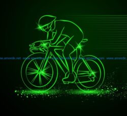 3D illusion led lamp cycle racing free vector download for laser engraving machines