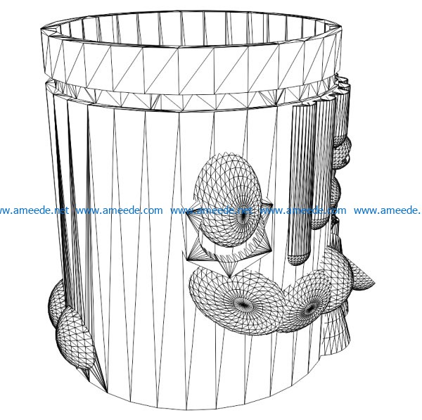 3D illusion led lamp flower pot free vector download for laser engraving machines