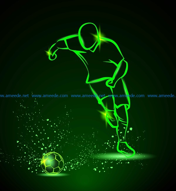 3D illusion led lamp football player free vector download for laser engraving machines