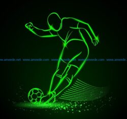3D illusion led lamp footballer  file cdr and dxf free vector download for laser engraving machines