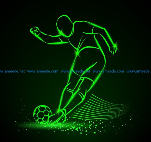 3D illusion led lamp footballer file cdr and dxf free vector download for laser engraving machines