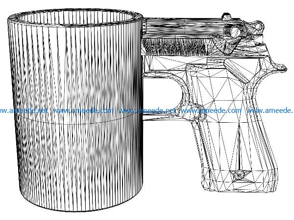 3D illusion led lamp gun mug free vector download for laser engraving machines