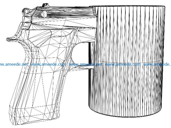 3D illusion led lamp gun shaped cup free vector download for laser engraving machines