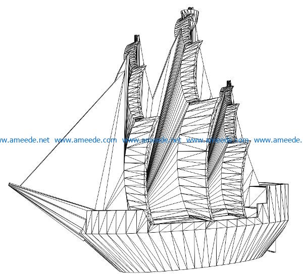 3D illusion led lamp pirate ship free vector download for laser engraving machines