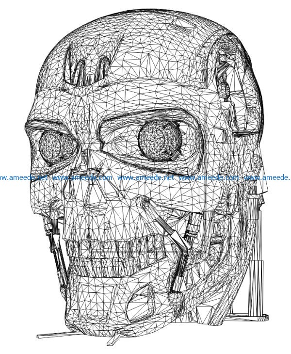 3D illusion led lamp robot T-800 free vector download for laser engraving machines