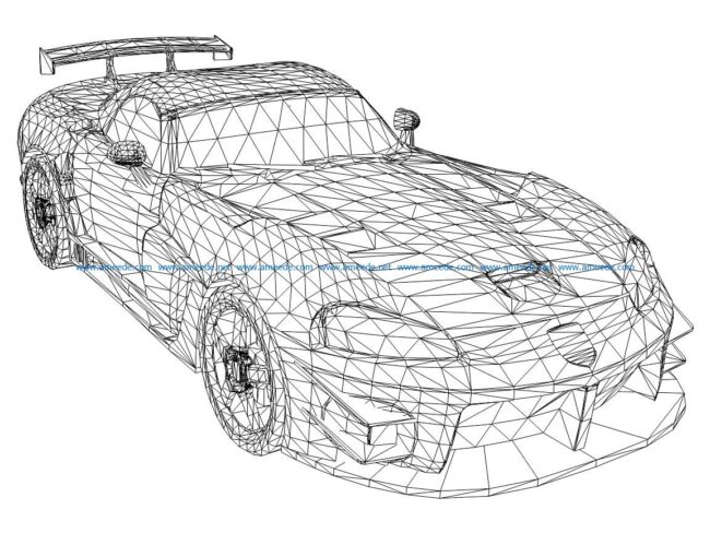 3D illusion led lamp super car model free vector download for laser engraving machines
