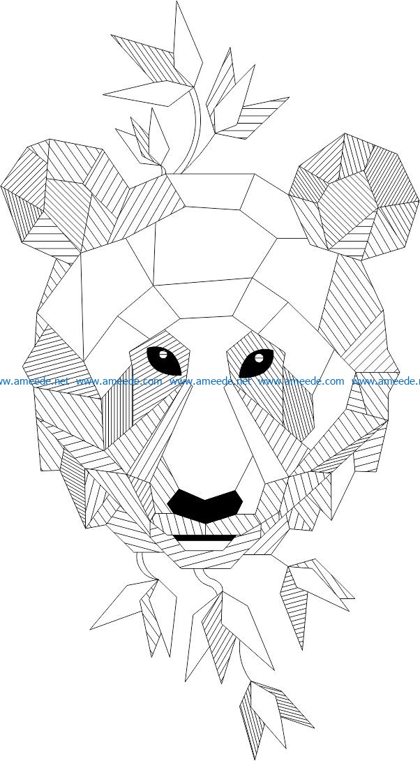 3D panda head file cdr and dxf free vector download for laser engraving machines