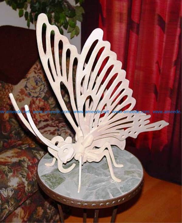 3D puzzle butterfly file cdr and dxf free vector download for Laser cut