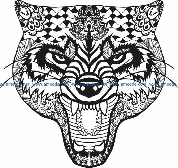 Angry wolf file cdr and dxf free vector download for print or laser engraving machines