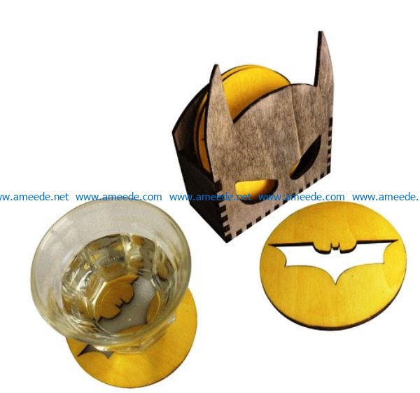 Batman coasters holder file cdr and dxf free vector download for Laser cut