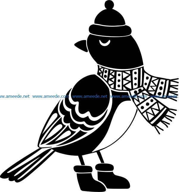 Bird with christmas file cdr and dxf free vector download for print or laser engraving machines