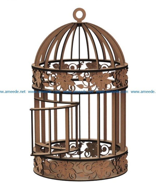 Birdcage with flower motifs file cdr and dxf free vector download for Laser cut
