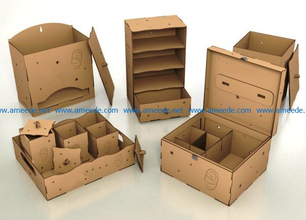 Box model file cdr and dxf free vector download for Laser cut