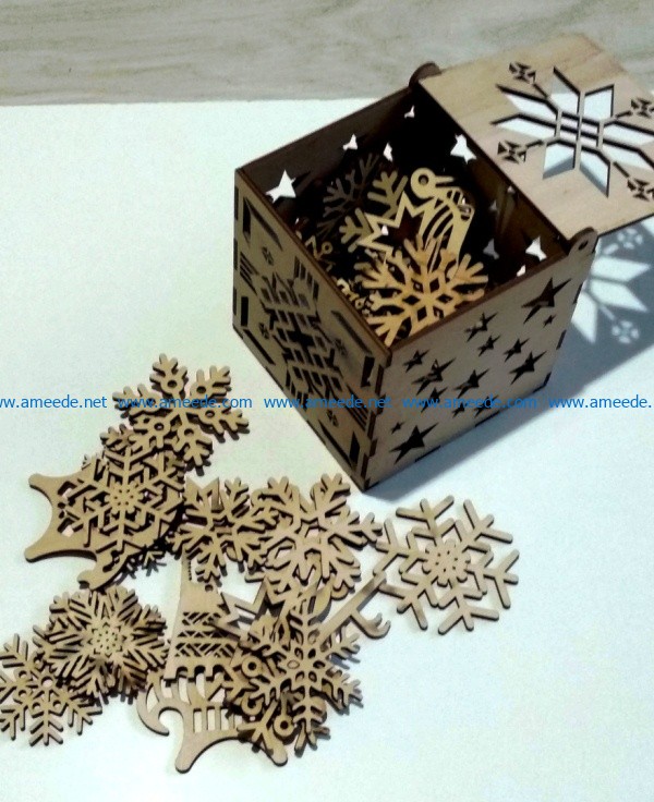 Box of snow and toys file cdr and dxf free vector download for Laser cut