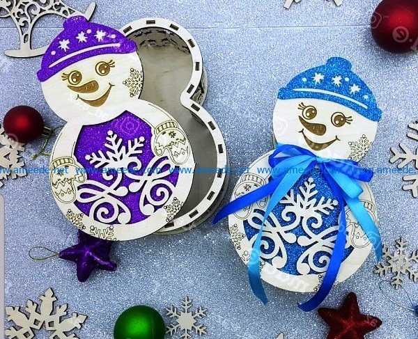 Box of snowmen file cdr and dxf free vector download for Laser cut