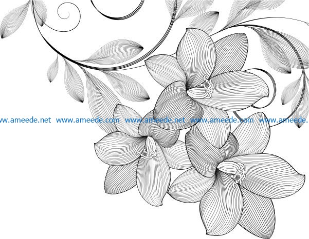 Bunch of beautiful flowers file cdr and dxf free vector download for print or laser engraving machines
