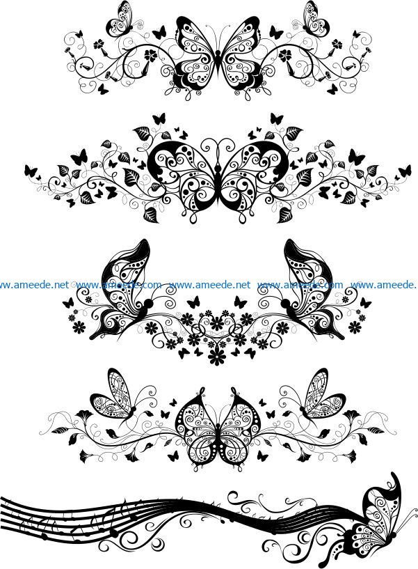 Butterfly decorated wall file cdr and dxf free vector download for Laser cut